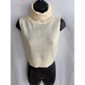 Aster Knit Cream Turtleneck Sleveless Sweater Size S Classy 90s Basics Staple